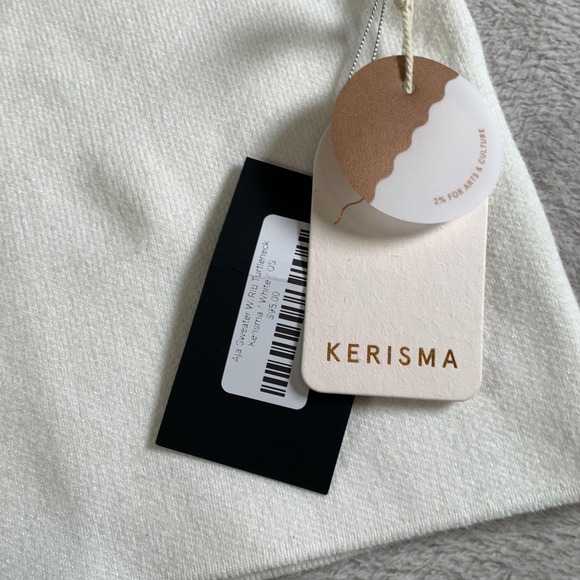 Kerisma Aja Sweater Womens One Size White Rib Turtleneck Dolman Knit Pullover - Picture 3 of 16